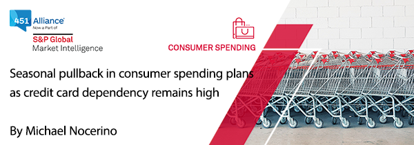 Seasonal pullback in consumer spending plans as credit card dependency remains high